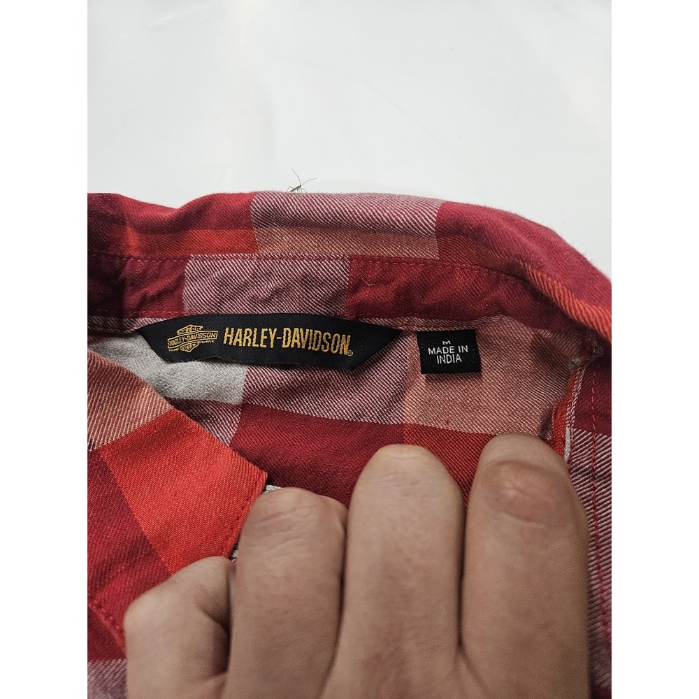 Harley-Davidson Women's Plaid Flannel Shirt - Screamin' Eagle Back (Size M) - Picture 7 of 16
